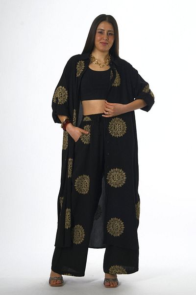 ABBRA Women's Elastic Waist Tunic Suit with Side Pockets