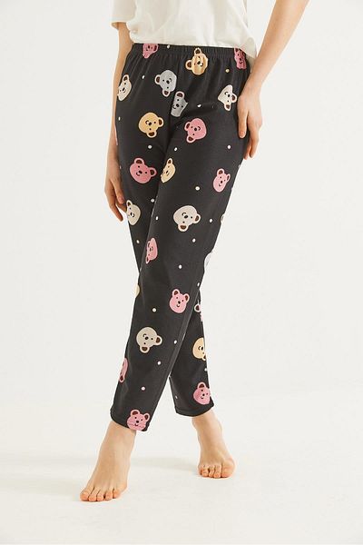 CALİENTE Pantaloni de pijama de damă cu talie elastică negri