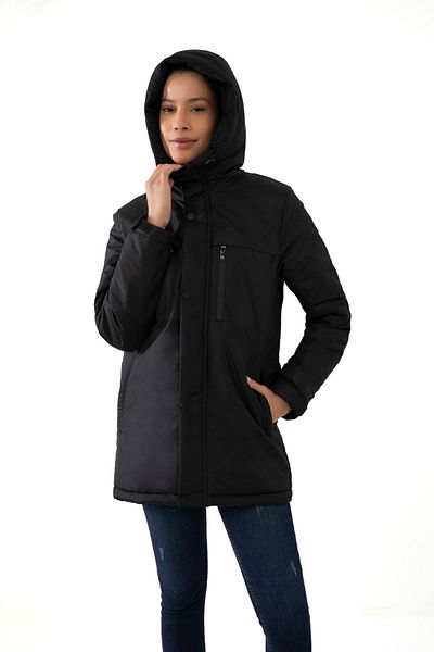 freemen Sports Women's Black Fleece Inside Water and Windproof Hooded Coat & Coat & Parka