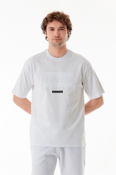 Fulla Moda Σύνθημα ανάγλυφο T-Shirt με λαιμόκοψη