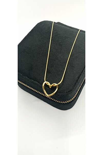 ndjewelry قلادة على شكل قلب ذهبي اللون