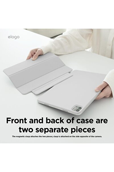 Elago غطاء مغناطيسي لجهاز iPad Pro مقاس 11 بوصة M4 - رمادي فاتح مع وظيفة السكون والاستيقاظ التلقائي