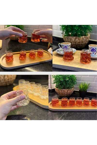 Dalian Home 6 Adet Lüxs Mini Kahve Yanı Cam Su Bardağı 6 Kişilik Sunum Bardağ...