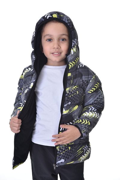 freemen Sports Men's Sports Children's Yellow Black Digital Pattern Fleece Inside Water and Windproof Hooded Coat