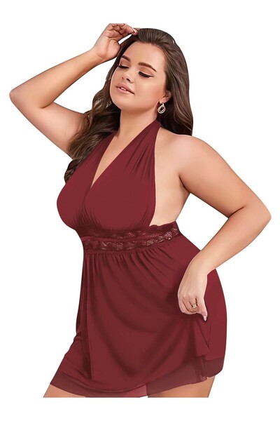 Lily Bianca Crimson Temptation Büyük Beden Tül Fantezi Gecelik
