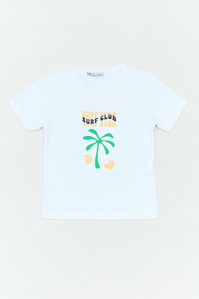 Fulla Moda Tricou pentru fete 100% bumbac cu imprimeu text Surf Club