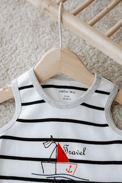 Mother Love 100% Organic Cotton Minimal Patterned Striped Tank Top