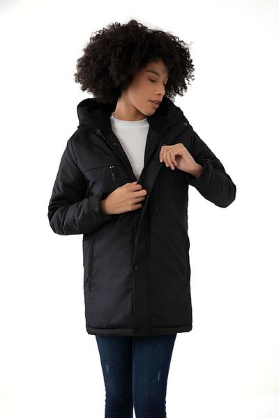 freemen Sports Women's Black Fleece Inside Water and Windproof Hooded Coat & Coat & Parka