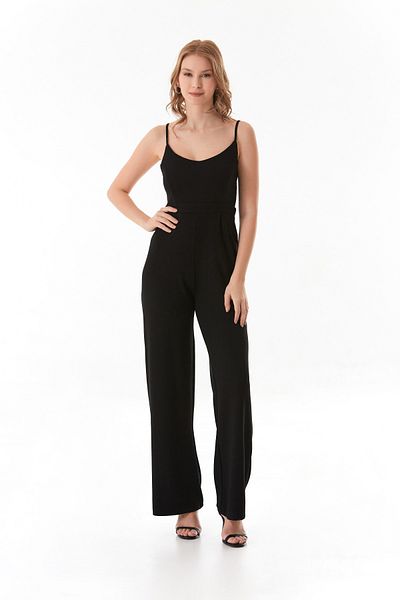 Fulla Moda Modal Jumpsuit with Straps and Zipper