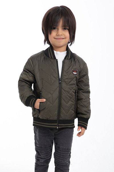 freemen Sports Men's Sports Children's Khaki College Collar Lined Water and Windproof Zippered Pocket Coat Jacket