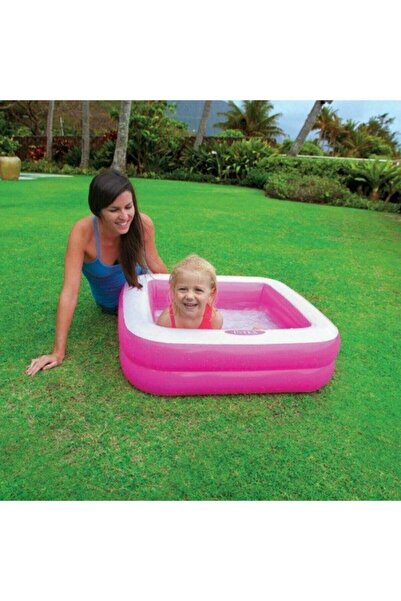 Saatistan Küçük Kare Bebek Havuzu, Pembe, 86cm, Eğlence ve Serinlik İçin Şık Tasarım