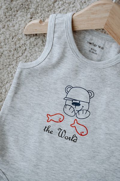 Mother Love 100% Organic Cotton Minimal Teddy Bear Patterned Athlete Body