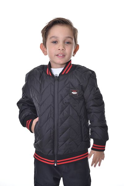 freemen Sports Men's Sports Children's Black College Collar Lined Water and Windproof Zipper Pocket Coat Jacket