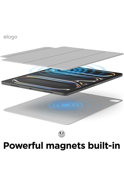 Elago غطاء مغناطيسي لجهاز iPad Pro مقاس 13 بوصة M4 - رمادي فاتح مع وظيفة السكون والاستيقاظ التلقائي