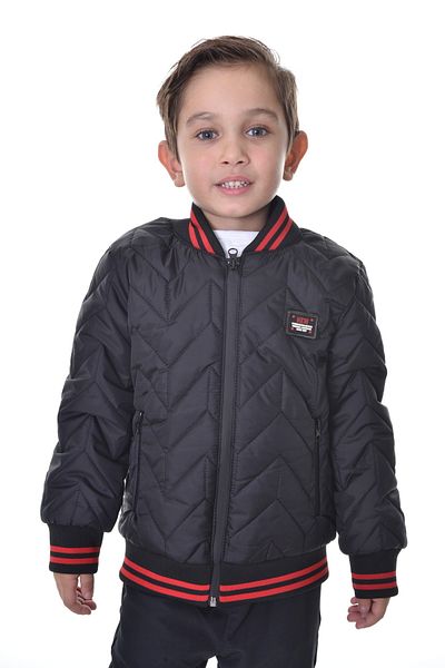 freemen Sports Men's Sports Children's Black College Collar Lined Water and Windproof Zipper Pocket Coat Jacket