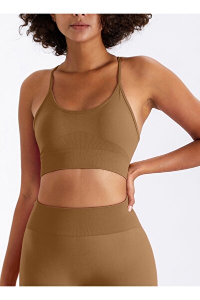 KAWN YOGA حمالة صدر رياضية نسائية بظهر متقاطع - حمالة صدر يوغا مبطنة منخفضة ا...