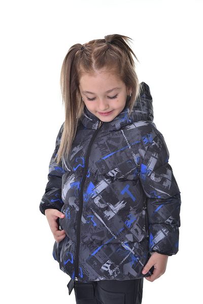freemen Sports Girl Sports Coat - Saks Anthracite Digital Pattern, Hooded Fleece Water and Wind Proof