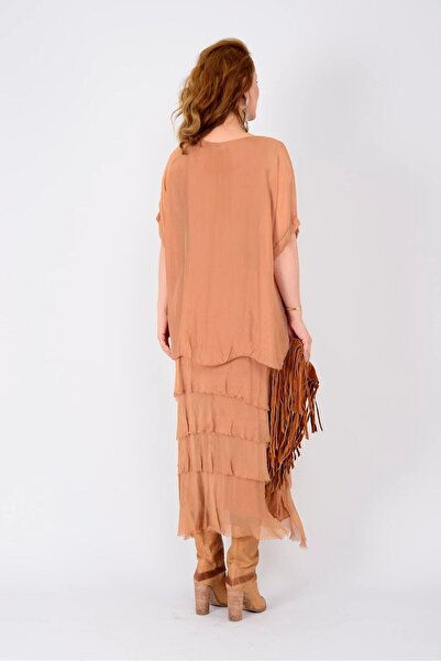 Bohem Stil Μεταξωτό φόρεμα ιταλικού μεγέθους 2 που δείχνει λεπτό με μισό μανίκι