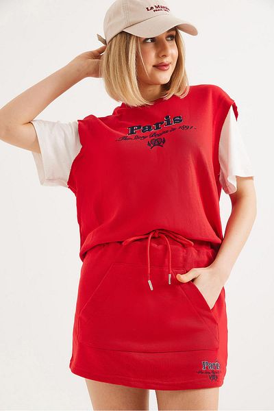CALİENTE Shorts Skirt Double Sports Suit Red