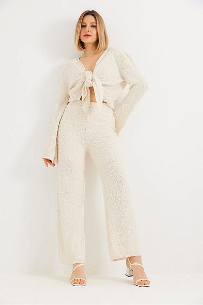 CALİENTE Spotted Tie Suit Ecru