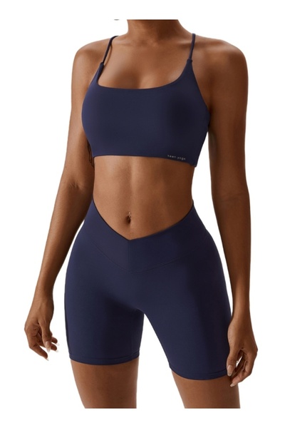 KAWN YOGA حمالة صدر رياضية نسائية مخططة من الخلف - حمالة صدر مبطنة منخفضة الت...