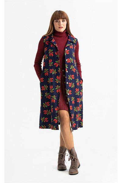 Eliş Şile Bezi Sleeveless Flannel Esra Midi Size Autumn And Winter Vest/Dress Navy Blue Lcvt