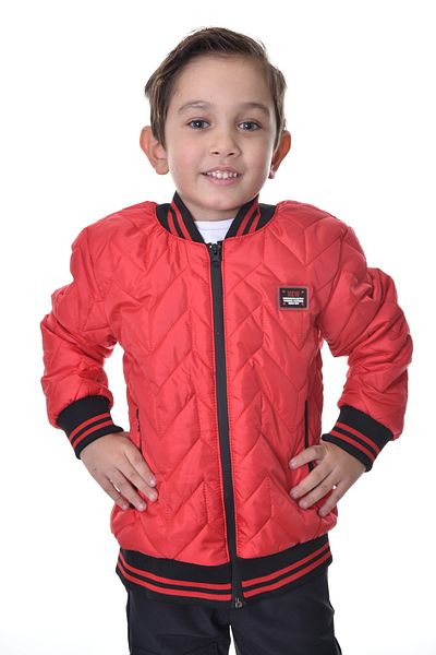 freemen Sports Men's Sports Children's Red College Collar Lined Water and Windproof Zipper Pocket Coat Jacket