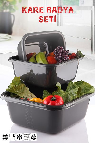 Nandy Home 3-Piece Square Basin Set - Black