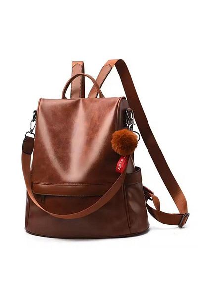 Generic Casual backpack, large capacity soft leather backpack, fashionable women's backpack