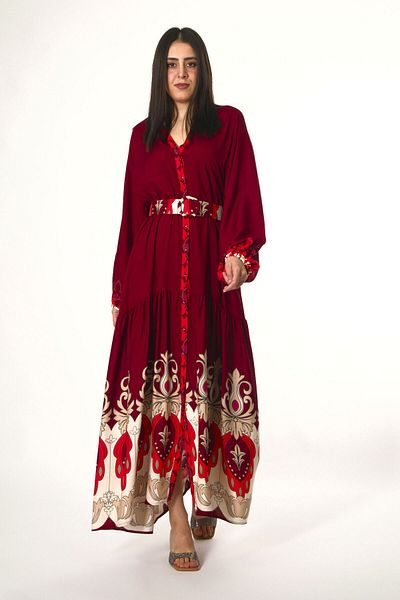 ABBRA Rochie de vară 100% viscoză, cu guler dominant, cu curea în față, cu nasturi