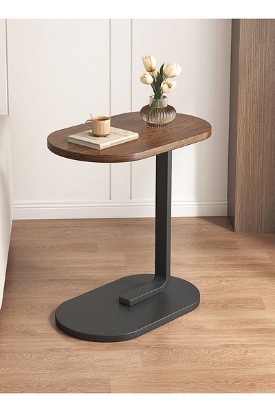 EqiEch C Shaped Side Table - Coffee Desk, Sofa End Table, Easy Assembly for Living Room (45x28x60cm)