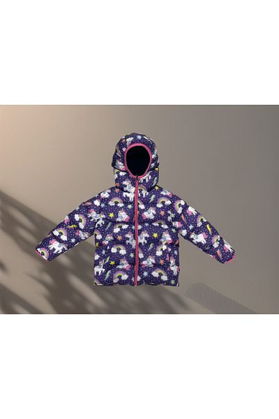 Royalside Sports Girl's Fleece Lined Hooded Unicorn Patterned Winter Sports Coat & Coat & Parka