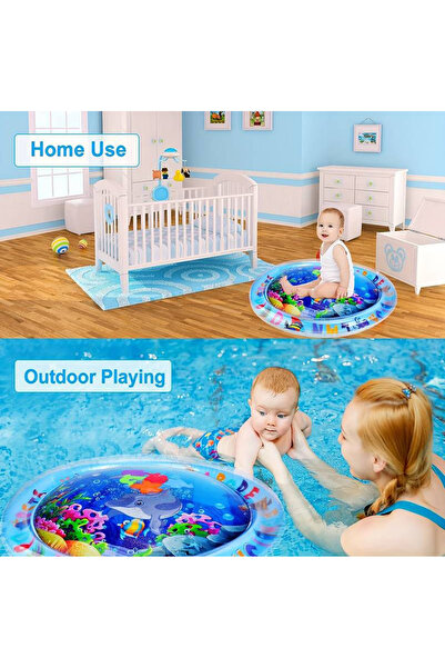 AboutThePerfect Mavi Şişme Su Oyun Matı, Bebek ve Çocuklar İçin Eğlenceli Gel...