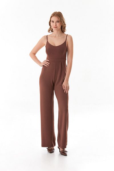 Fulla Moda Modal Jumpsuit with Straps and Zipper