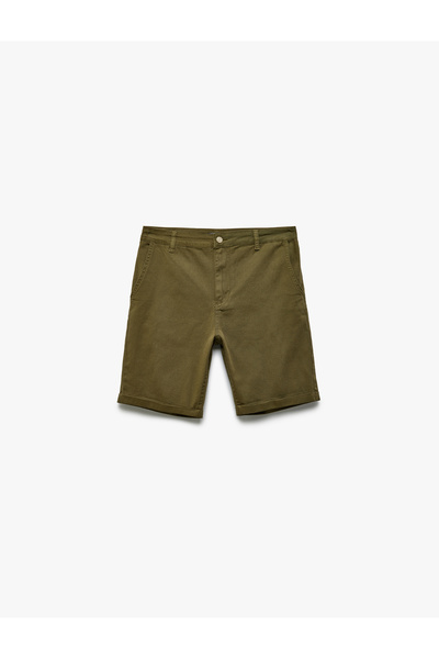 Koton Cotton Chino Pocket Bermuda Slim Fit Shorts