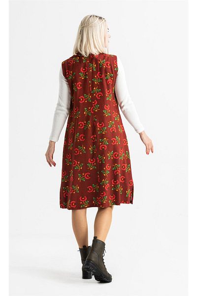 Eliş Şile Bezi Fără mâneci Flanel Esra Mărime Midi Toamnă Și Iarnă Vestă/Rochie Bordeaux Brd
