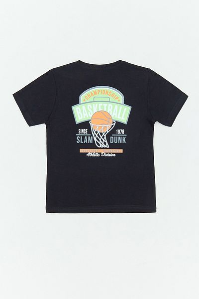Fulla Moda Boys' T-Shirt with Basketball Print on the Front and Back