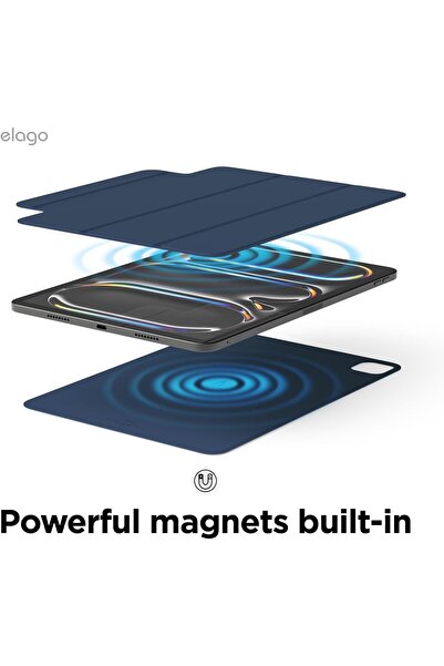 Elago Magnetic Folio for iPad Pro 11 inch case M4 cover - Blue with Auto Sleep and Wake Function