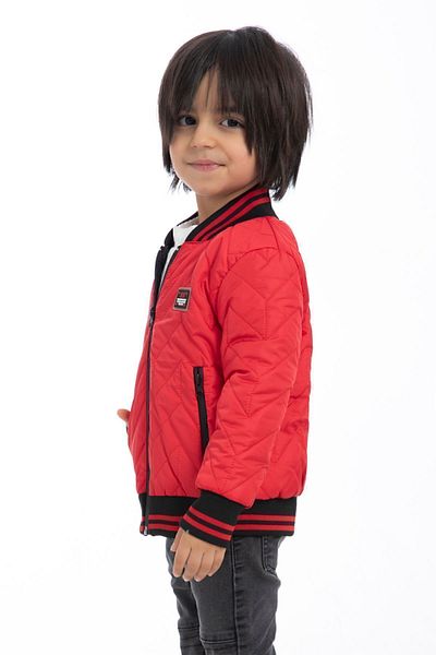 freemen Sports Men's Sports Children's Red College Collar Lined Water and Windproof Zippered Pocket Coat Jacket