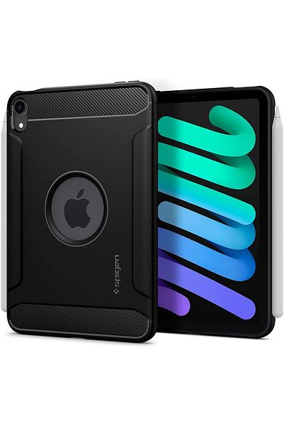 Spigen جراب Spigen Rugged Armor لجهاز iPad Mini 7 / iPad Mini 6 الجيل السادس / السابع - أسود غير لامع