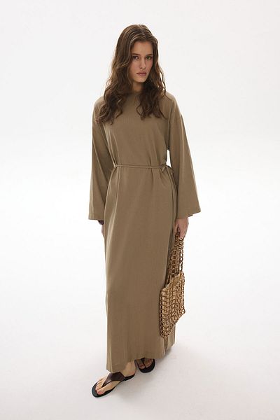Hooopstore Βασικό λινό φόρεμα βιζόν