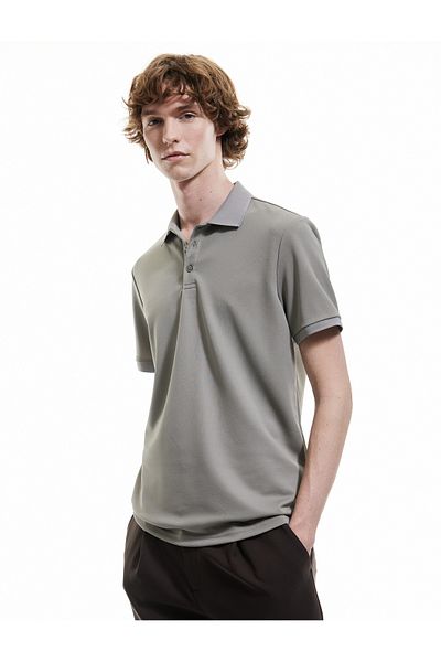 Koton Kurzärmliges Slim-Fit-T-Shirt mit Polokragen aus Pike-Stoff