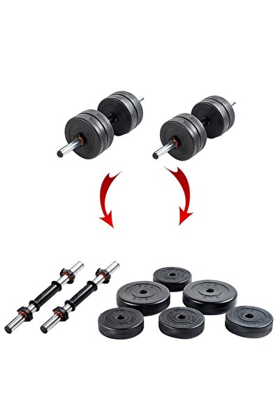 ECG 20 Kg Ağırlık Plakası 2 Kısa Bar (TOPLAM 21 KG) Dambıl Seti – Yerli Üretim, 2 Yıl Garantili, Dayan