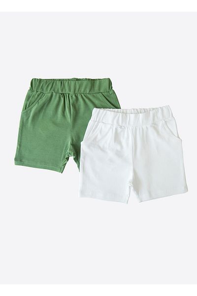 kitikate Organic Saurus 2-Piece White Green Shorts