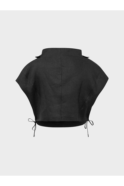 RİVUS Zero Sleeve Linen Blouse - Black