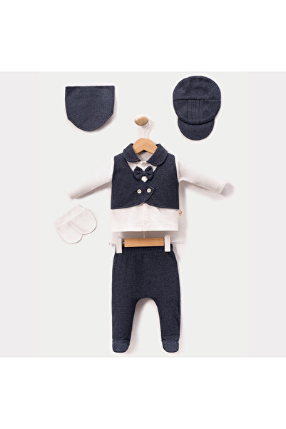 Pure Kids Store 100% Organic Cotton Baby Boy Bow Tie Vest Detailed 5-Piece Ho...