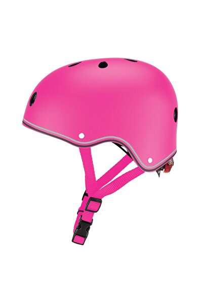 Globber Primo safety helmet, with lights, pink color