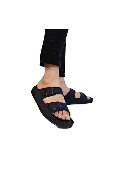 Pierre Cardin 7408 Ανδρικές παντόφλες με διπλή πόρπη με μαλακή σόλα Navy Blue