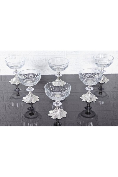 atabey home وعاء صدى من سلسلة باشاباتشي ووعاء ماجنوليا ووعاء الآيس كريم ووعاء السكر مع أرجل من الحديد الزهر الفضي