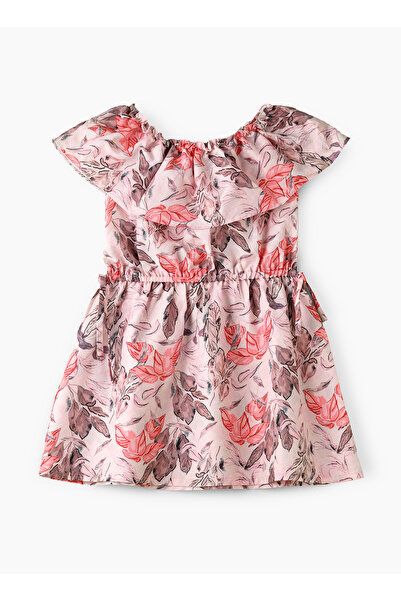 Basicxx Girls Pink Floral Off-Shoulder Dress